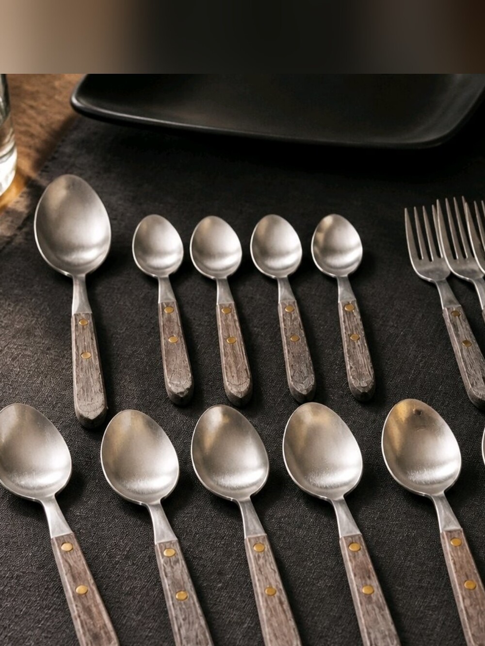 15 Washington Forge TOWN COUNTRY Stainless Wood Flatware MCM Rustic Silverware